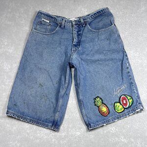 VTG Iceberg Ice Jeans Shorts Mens 36 Blue Logo Patch Fruit Made In Italy STAINS